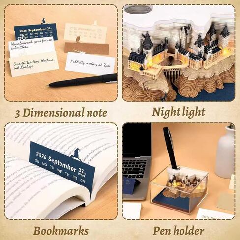 3D Memo Pads Calendar 2025 ، Magic Castle 3D DIY Memo Memo Pad with Lights ، Time Piece Calendar 2025 Tear Away Corving Diy Post Post Craft (Magic Castle) in Saudi Arabia