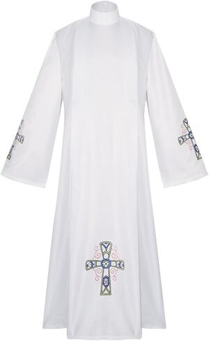 CAMDOM Catholic Priest ALB Church Clergy White Jacquard Vestment Robe in Saudi Arabia