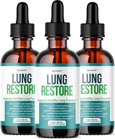 (3 Pack) Lung Restore Drops - Official LungRestore Advanced Liquid Drop Supplement - Maximum Strength, Natural Premium Support Vitamins for Overall Health & Wellness Reviews, 3 Bottles for 3 Months in Kuwait