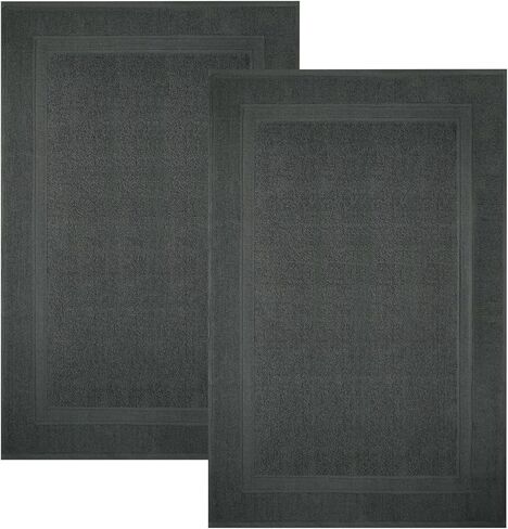 Infinitee Xclusives Premium Cotton Grey Bath Mats –Pack of 2, (34x22 Inches) [Not a Bathroom Rug] Ultra Soft and Super Absorbent Floor Mat, Machine Washable (Shadow Grey, Towel Bath Mats) in Saudi Arabia