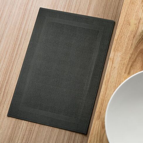 Infinitee Xclusives Premium Cotton Grey Bath Mats –Pack of 2, (34x22 Inches) [Not a Bathroom Rug] Ultra Soft and Super Absorbent Floor Mat, Machine Washable (Shadow Grey, Towel Bath Mats) in Saudi Arabia