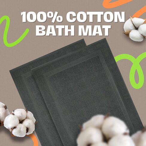 Infinitee Xclusives Premium Cotton Grey Bath Mats –Pack of 2, (34x22 Inches) [Not a Bathroom Rug] Ultra Soft and Super Absorbent Floor Mat, Machine Washable (Shadow Grey, Towel Bath Mats) in Saudi Arabia