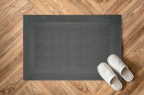 Infinitee Xclusives Premium Cotton Grey Bath Mats –Pack of 2, (34x22 Inches) [Not a Bathroom Rug] Ultra Soft and Super Absorbent Floor Mat, Machine Washable (Shadow Grey, Towel Bath Mats) in Saudi Arabia