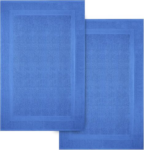 Infinitee Xclusives Premium Cotton Grey Bath Mats –Pack of 2, (34x22 Inches) [Not a Bathroom Rug] Ultra Soft and Super Absorbent Floor Mat, Machine Washable (Shadow Grey, Towel Bath Mats) in Saudi Arabia