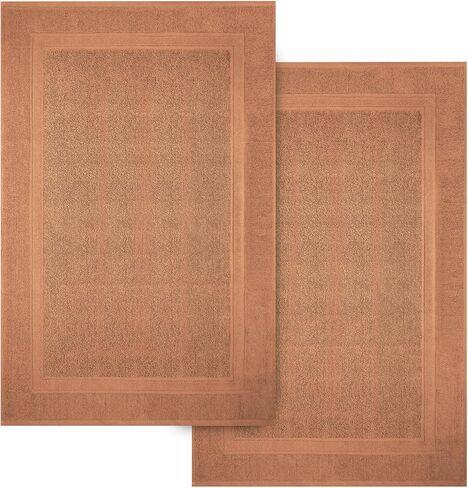 Infinitee Xclusives Premium Cotton Grey Bath Mats –Pack of 2, (34x22 Inches) [Not a Bathroom Rug] Ultra Soft and Super Absorbent Floor Mat, Machine Washable (Shadow Grey, Towel Bath Mats) in Saudi Arabia