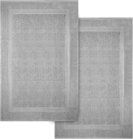 Infinitee Xclusives Premium Cotton Grey Bath Mats –Pack of 2, (34x22 Inches) [Not a Bathroom Rug] Ultra Soft and Super Absorbent Floor Mat, Machine Washable (Shadow Grey, Towel Bath Mats) in Saudi Arabia
