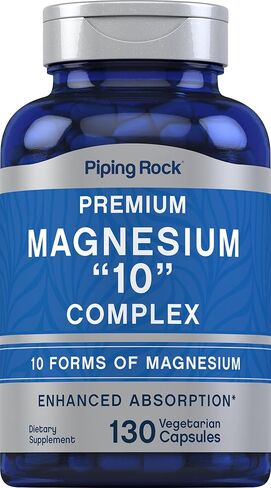 Magnesium 10 in One Complex | 130 Vegetarian Capsules | Non-GMO, Gluten Free Supplement | by WholeMag in Saudi Arabia