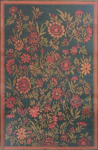 Mad Mats Wildflower Outdoor Rug, Reversible Plastic Mat (Hunter Green, 4' x 6') - UV Resistant, Water Repellant, 100% Recycled Material in Saudi Arabia