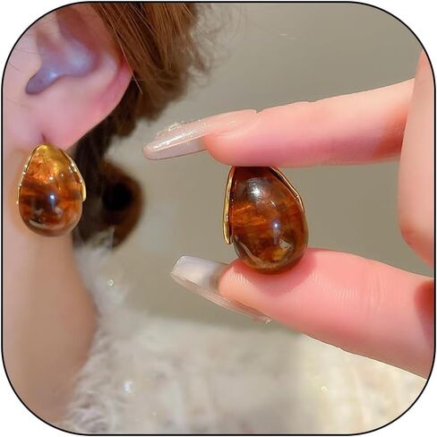 Brown Earrings for Women Vintage Gold Statement Small Stud Earrings Trendy Brown Jewelry Accessories Gift in Saudi Arabia