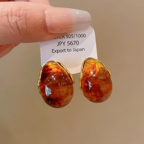 Brown Earrings for Women Vintage Gold Statement Small Stud Earrings Trendy Brown Jewelry Accessories Gift in Saudi Arabia
