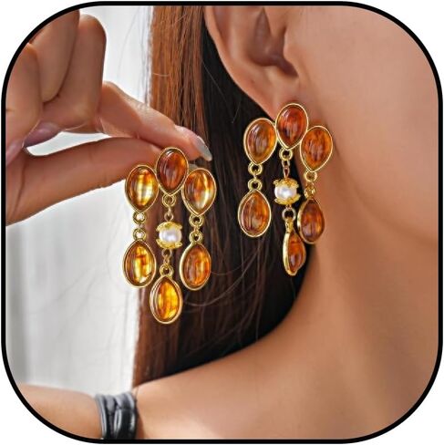 Brown Earrings for Women Vintage Gold Statement Small Stud Earrings Trendy Brown Jewelry Accessories Gift in Saudi Arabia