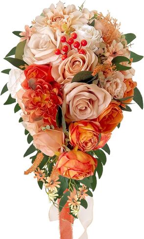 LCiclly 10 بوصة باقات الورد الأبيض للعروس الربيع الزفاف باقة الزفاف المتتالية العاج الأبيض حكيم الأخضر الاصطناعي زهرة الحرير الشتاء بوهو ريفي حفل الذكرى ديكور إرم باقة in Kuwait