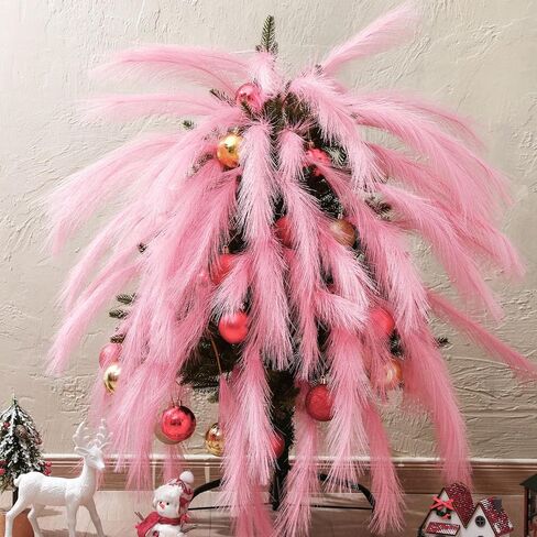 Daifunli 100 Pcs Pink Fluffy Pampas Grass for Home Decor 21.6" Tree Picks Decorations Bulk Artificial Pink Pampas Grass Vase Filler for Home Table Decor Holiday Centerpieces in Saudi Arabia