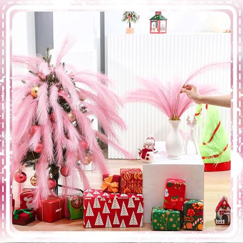 Daifunli 100 Pcs Pink Fluffy Pampas Grass for Home Decor 21.6" Tree Picks Decorations Bulk Artificial Pink Pampas Grass Vase Filler for Home Table Decor Holiday Centerpieces in Saudi Arabia