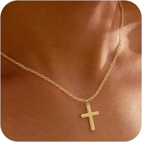 Cross Necklace for Women 14k Gold/Silver Plated Dainty Pendant Necklaces Trendy Jewelry Non Tarnish Hypoallergenic Waterproof Lightweight Gift for Women in Saudi Arabia