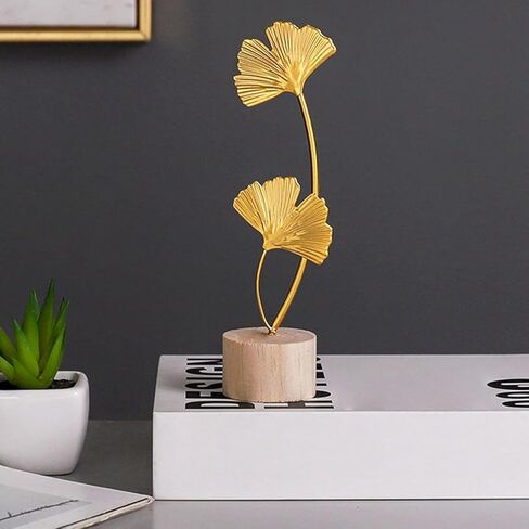 Gold Ginkgo Leaf Statue, Modern Iron Ginkgo Leaf Desktop Sculpture Ornament Creative Home Decor Accents for Tabletop Entryway in Saudi Arabia