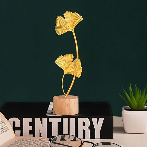 Gold Ginkgo Leaf Statue, Modern Iron Ginkgo Leaf Desktop Sculpture Ornament Creative Home Decor Accents for Tabletop Entryway in Saudi Arabia