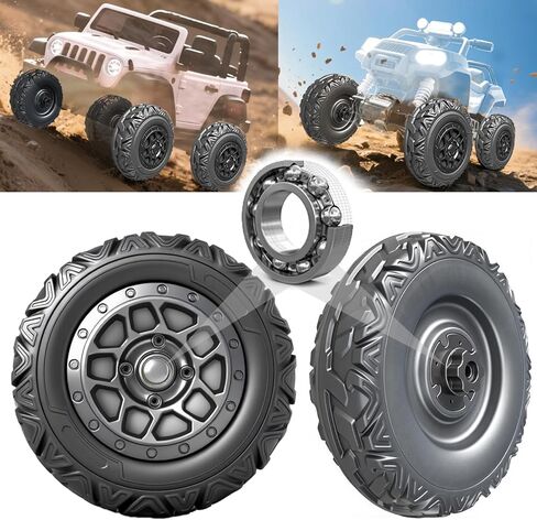 2Pack 26CM/10'' PU Solid Rubber Tire for Power Wheels Ride on Car ﻿Alligator Tires Wheels Upgrade,10in Wheels 1.2CM/0.47in Aperture Front/Rear Wheel for Car/SUV/UTV/ATV/Motorcycle Replacement Parts in Kuwait
