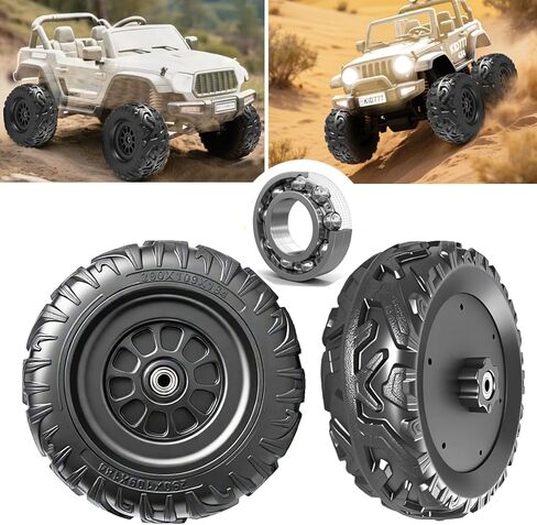 2Pack 26CM/10'' PU Solid Rubber Tire for Power Wheels Ride on Car ﻿Alligator Tires Wheels Upgrade,10in Wheels 1.2CM/0.47in Aperture Front/Rear Wheel for Car/SUV/UTV/ATV/Motorcycle Replacement Parts in Kuwait