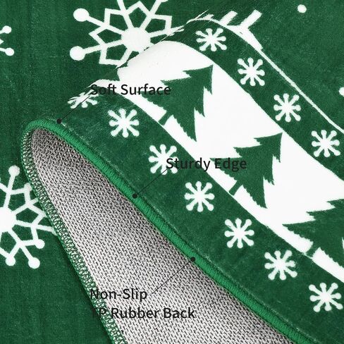 ROYHOME Christmas Area Rug 8x10 Chrtistmas Tree and Snowflakes Machine Washable Rug Holiday Decorative Bordered Floor Cover Non Slip Stain Resistant Carpet Rug for Living Room Bedroom, Green in Saudi Arabia