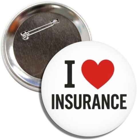 I Love Insurance Novelty Button Pin, White and Red, 3 Inch Jumbo Size, Round Metal Pinback Badge in Saudi Arabia