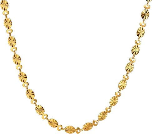 LAPRECIEUZ DE ARTHES JEWELRY قلادة محطة بسيطة مملوءة بالذهب الأصفر عيار 18 قيراط للنساء، 20 بوصة - مقاومة للتشوه، لا تسبب الحساسية، ملاءمة مريحة in Saudi Arabia