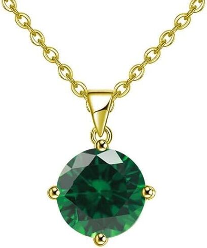 Paris Jewelry 18K Yellow Gold 2 Carat Created Emerald Round Stud Necklace Plated 18 Inch in Saudi Arabia