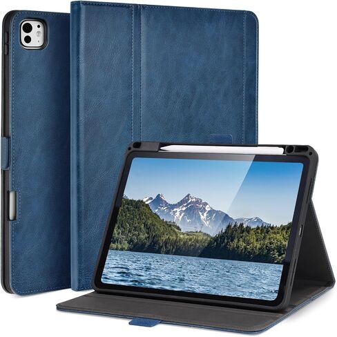 Handmade Case for iPad Pro 13 Inch M4 2024 A2925 A2926 A3007 with Pencil Holder Pocket,Multi Angles Stand,Magnetic Closure,Vegan Leather Folio Protective Cover,Auto Sleep/Wake,Brown in Saudi Arabia