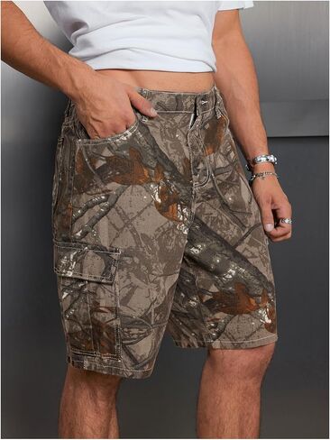 Verdusa Men's Camo Print Denim Cargo Shorts Straight Leg Bermuda Jean Shorts with Pocket in Saudi Arabia