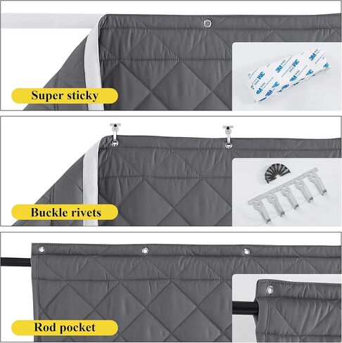 NICETOWN Thermal Insulated Door Curtain, Energy Saving Thick Waterproof Curtains for Snow Rain Weather, 32"x82" Blackout Draft Stopper with 3 Hanging Ways, Doorway Bedroom Window, Grey, 1 Panel in Saudi Arabia