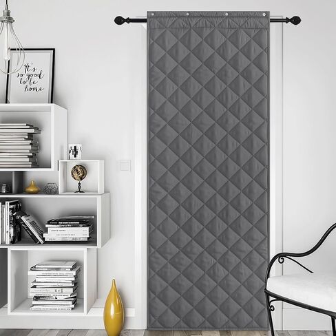 NICETOWN Thermal Insulated Door Curtain, Energy Saving Thick Waterproof Curtains for Snow Rain Weather, 32"x82" Blackout Draft Stopper with 3 Hanging Ways, Doorway Bedroom Window, Grey, 1 Panel in Saudi Arabia