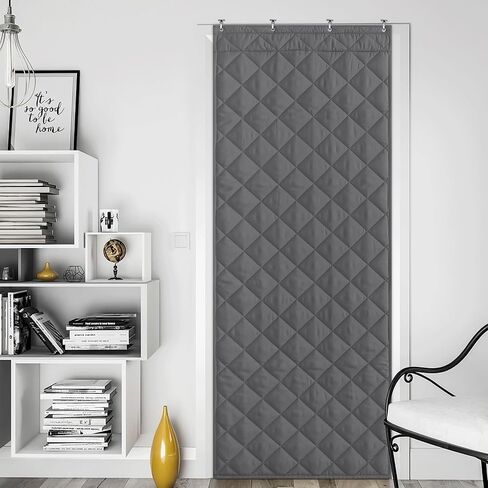 NICETOWN Thermal Insulated Door Curtain, Energy Saving Thick Waterproof Curtains for Snow Rain Weather, 32"x82" Blackout Draft Stopper with 3 Hanging Ways, Doorway Bedroom Window, Grey, 1 Panel in Saudi Arabia