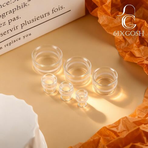 6ixGosh 1 Pair Glass Ear Gauge Plugs Thin Single Flare Gauges for Ears Stretch Expanders 6mm-25mm Available Ear Tunnels for Women Men in Kuwait