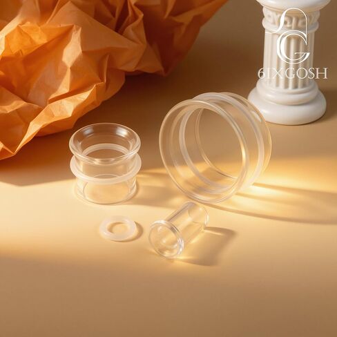 6ixGosh 1 Pair Glass Ear Gauge Plugs Thin Single Flare Gauges for Ears Stretch Expanders 6mm-25mm Available Ear Tunnels for Women Men in Kuwait