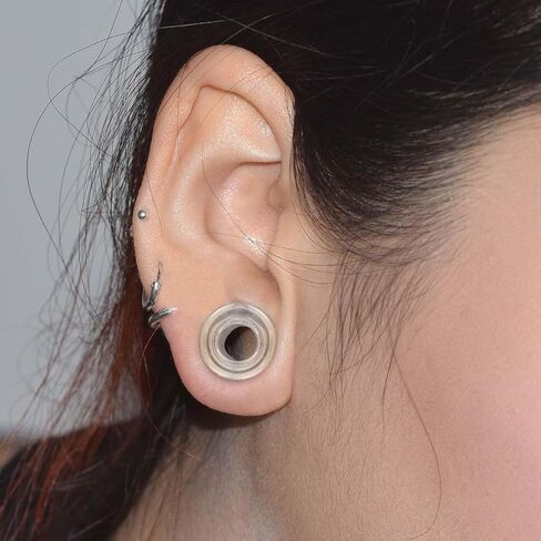 6ixGosh 1 Pair Glass Ear Gauge Plugs Thin Single Flare Gauges for Ears Stretch Expanders 6mm-25mm Available Ear Tunnels for Women Men in Kuwait