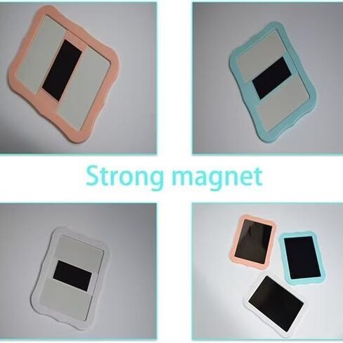 Magnetic Stick On Mirror - 5x4 Inch Adhesive Bathroom Mirror with Adjustable Angle, Shatterproof & Rust-Resistant for Vanity, Living Room, Bedroom, Easy Installation (Black) in Saudi Arabia