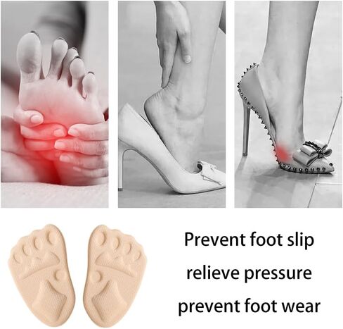 5 Pairs Women High Heel Forefoot Cushion Sandals Non-Slip Half Insole Sweat Absorbing Foot Care Pad Shoe Inserts 12 * 7.5 cm in Saudi Arabia