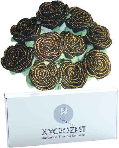 XYCroZest Crochet Roses, Crochet Flowers, Handmade DIY Crochet Flowers Bouquet for Home Decor, Weddings, Birthdays, Patries, Gift for Her, Lover, Girl Friend, Family, Friends (10pcs,Burgundy) in Saudi Arabia