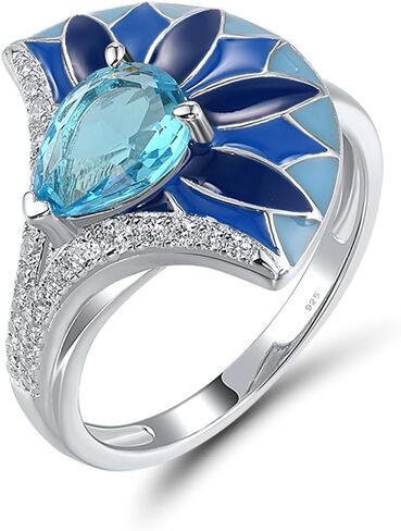 Santuzza 925 Sterling Silver Enamel Ring Glass Cubic Zirconia in Saudi Arabia