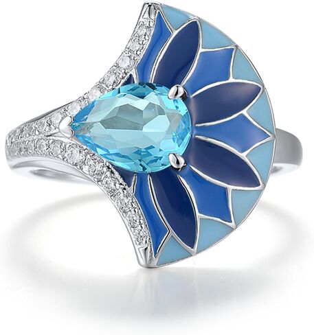 Santuzza 925 Sterling Silver Enamel Ring Glass Cubic Zirconia in Saudi Arabia