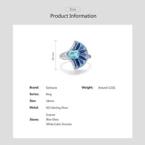 Santuzza 925 Sterling Silver Enamel Ring Glass Cubic Zirconia in Saudi Arabia