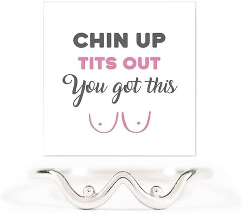 FAICAEIRI Chin Up Tits Out Boobie Ring,Personalized Confidence Rings for women, Funny Playful Tits Boobie Ring,Confidence Jewelry Gifts for Women in Saudi Arabia
