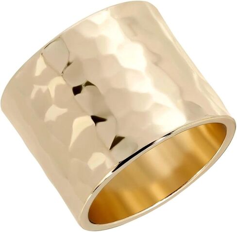 eklexic 15.8mm Hammered Cigar Band Rings For Women | 14k Gold Or Silver Plated Engagement Rings | Brass Base Non Tarnish Rings | Women Thumb Rings Comfort Fit Size 5 To 10 in Saudi Arabia
