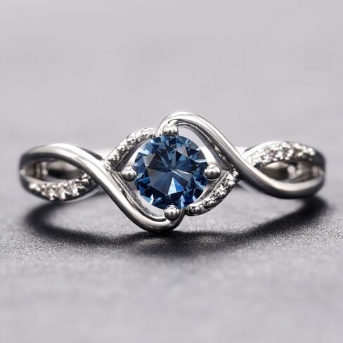 Stylish Round Blue Zirconia Rings for Women Delicate Wedding Band in Saudi Arabia