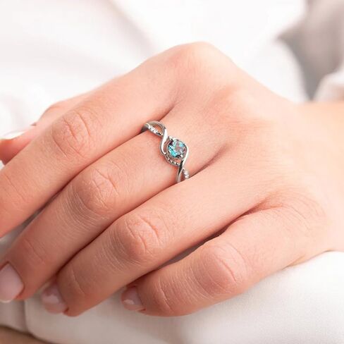 Stylish Round Blue Zirconia Rings for Women Delicate Wedding Band in Saudi Arabia