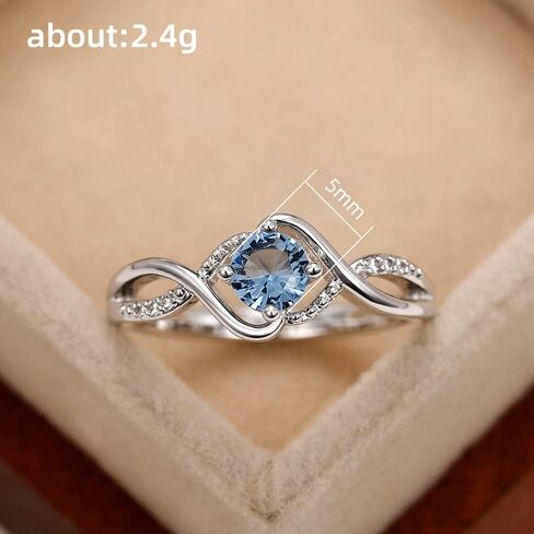 Stylish Round Blue Zirconia Rings for Women Delicate Wedding Band in Saudi Arabia