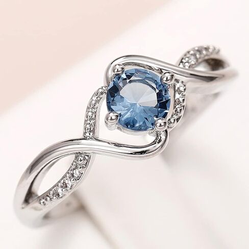 Stylish Round Blue Zirconia Rings for Women Delicate Wedding Band in Saudi Arabia