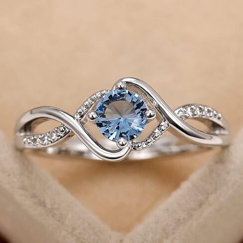 Stylish Round Blue Zirconia Rings for Women Delicate Wedding Band in Saudi Arabia
