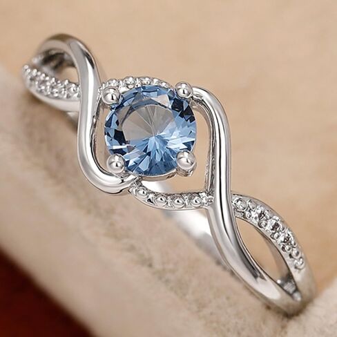Stylish Round Blue Zirconia Rings for Women Delicate Wedding Band in Saudi Arabia