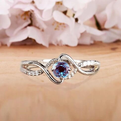 Stylish Round Blue Zirconia Rings for Women Delicate Wedding Band in Saudi Arabia